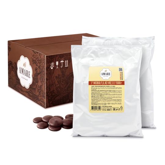 Amare шоколад горький Либерия 62%, капли 20 мм коробка для кондитерских изделий с pvc крышкой снегири 13 х 13 х 3 см