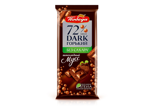 

Шоколад без добавления сахара "Пористый горький 72% "Шоколадный мусс"