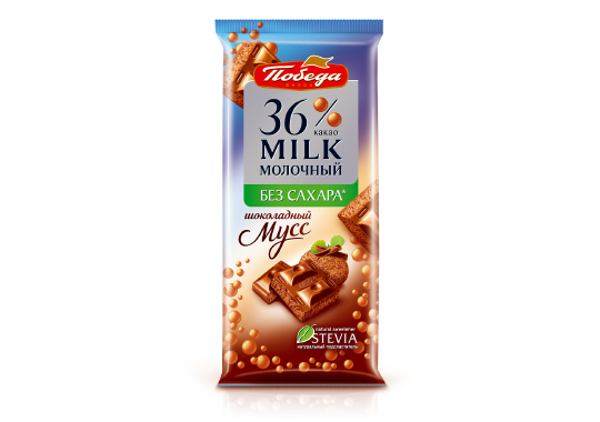 

Шоколад без добавления сахара "Пористый молочный 36% "Шоколадный мусс"